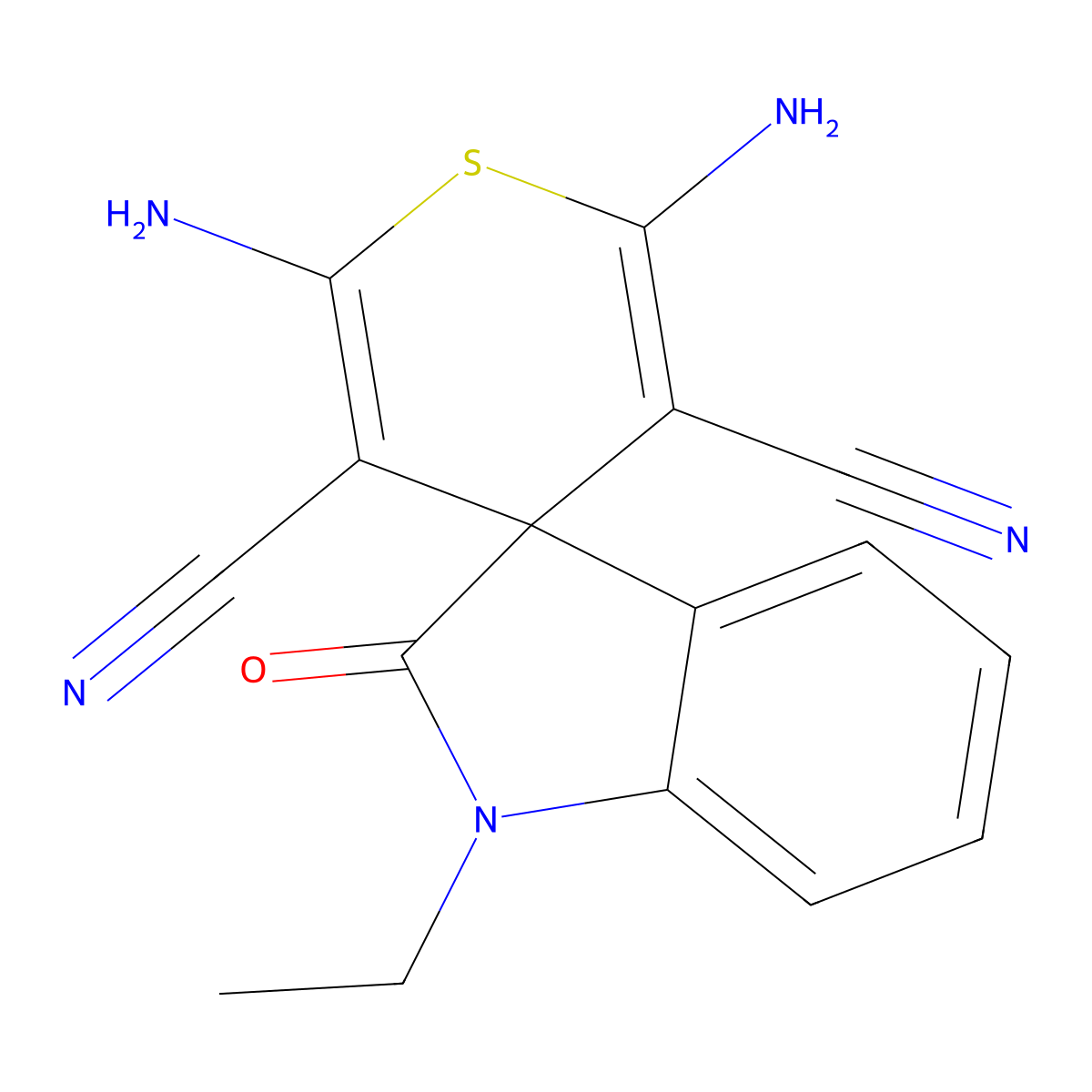 2',6'-Diamino-1-ethyl-2-oxospiro[indole-3,4'-thiopyran]-3',5'-dicarbonitrile molecular structure, CAS 665000-07-7