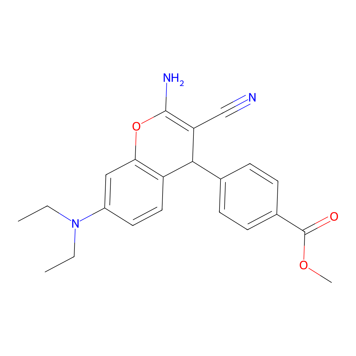 methyl 4-[2-amino-3-cyano-7-(diethylamino)-4H-chromen-4-yl]benzoate molecular structure, CAS 665000-34-0
