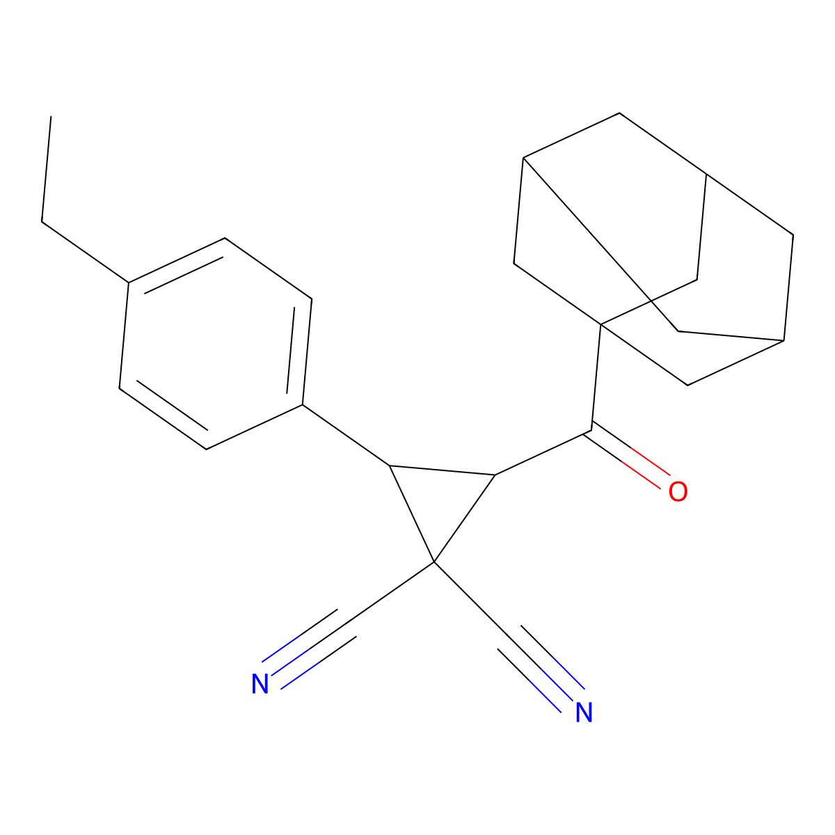 2-(1-Adamantylcarbonyl)-3-(4-ethylphenyl)-1,1-cyclopropanedicarbonitrile molecular structure, CAS 665000-45-3