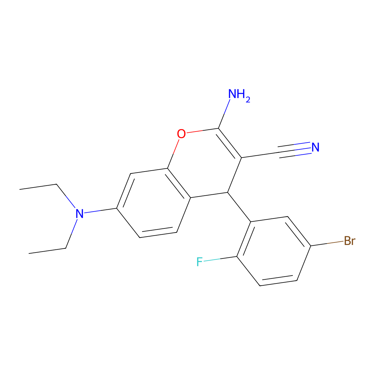 2-amino-4-(5-bromo-2-fluorophenyl)-7-(diethylamino)-4H-chromene-3-carbonitrile molecular structure, CAS 665000-71-5