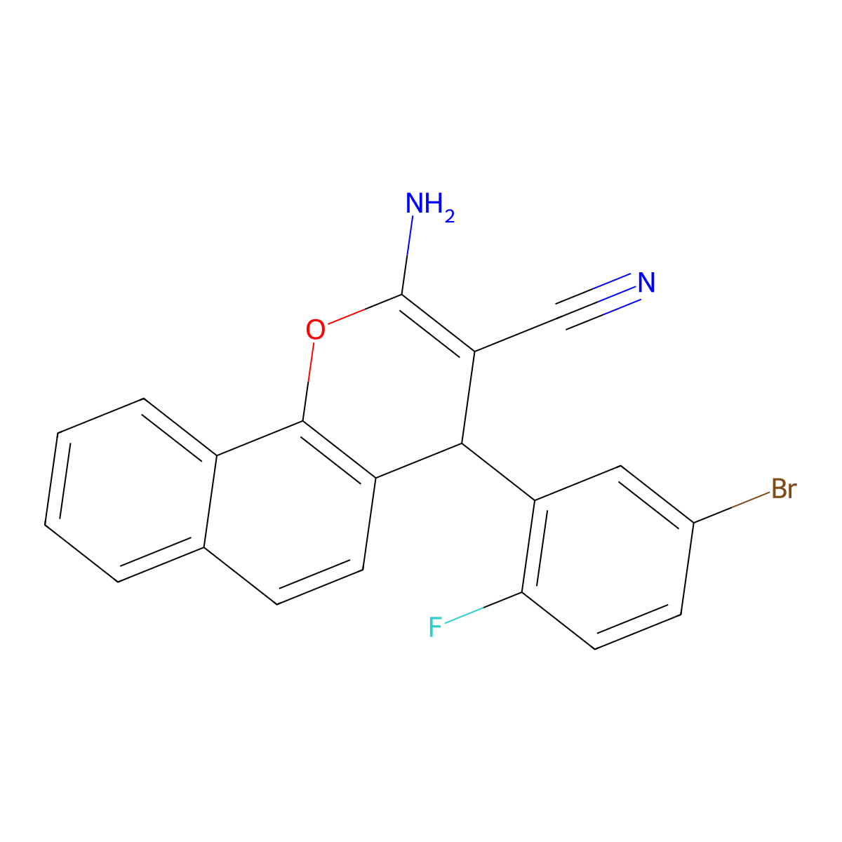 2-amino-4-(5-bromo-2-fluorophenyl)-4H-benzo[h]chromene-3-carbonitrile molecular structure, CAS 665000-72-6
