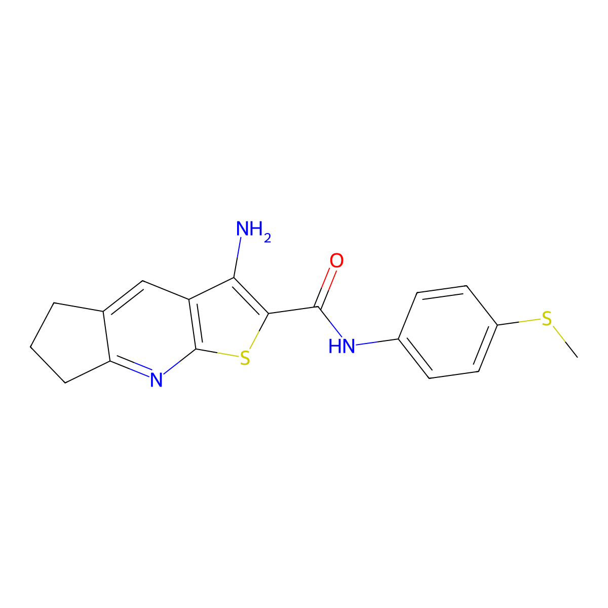3-amino-N-[4-(methylsulfanyl)phenyl]-6,7-dihydro-5H-cyclopenta[b]thieno[3,2-e]pyridine-2-carboxamide molecular structure, CAS 665000-91-9