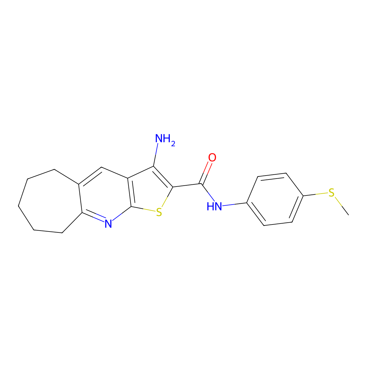 3-amino-N-[4-(methylsulfanyl)phenyl]-6,7,8,9-tetrahydro-5H-cyclohepta[b]thieno[3,2-e]pyridine-2-carboxamide molecular structure, CAS 665000-93-1