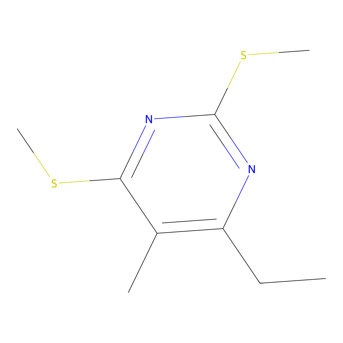 4-Ethyl-5-methyl-2,6-bis(methylsulfanyl)pyrimidine molecular structure, CAS 665008-54-8