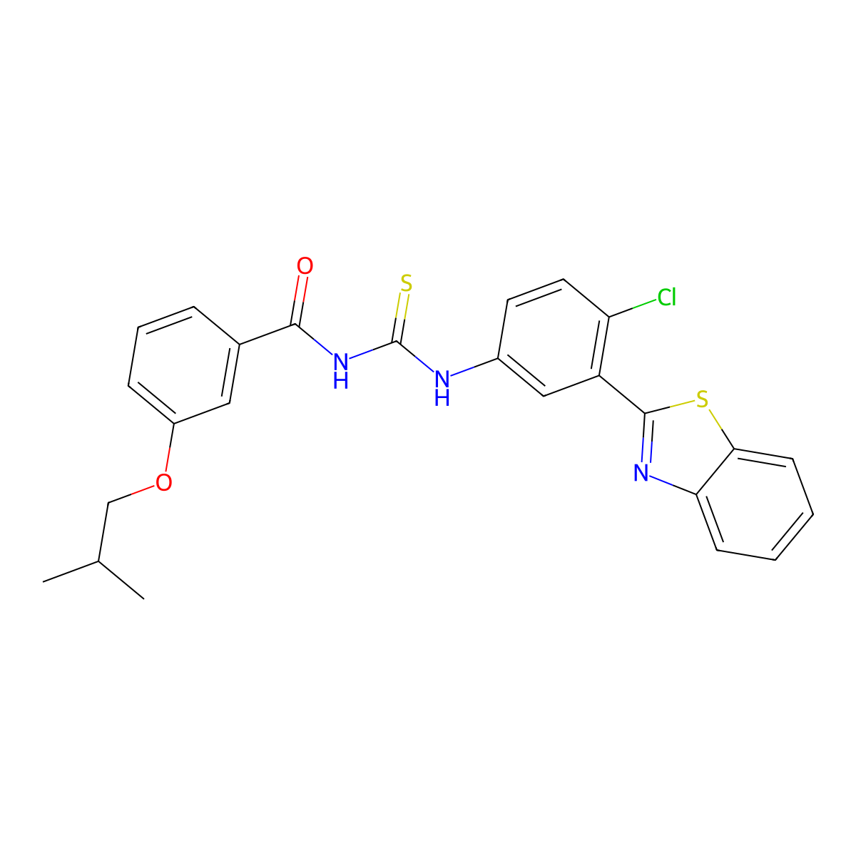 N-[[3-(1,3-benzothiazol-2-yl)-4-chlorophenyl]carbamothioyl]-3-(2-methylpropoxy)benzamide molecular structure, CAS 665013-12-7