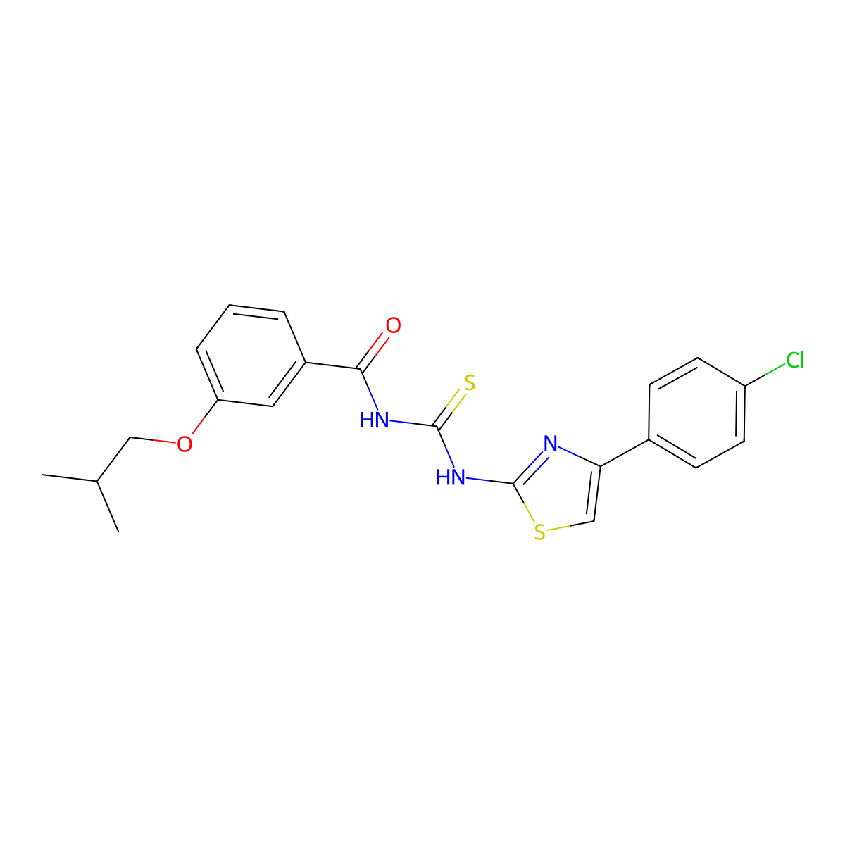 N-[[4-(4-chlorophenyl)-1,3-thiazol-2-yl]carbamothioyl]-3-(2-methylpropoxy)benzamide molecular structure, CAS 665013-14-9