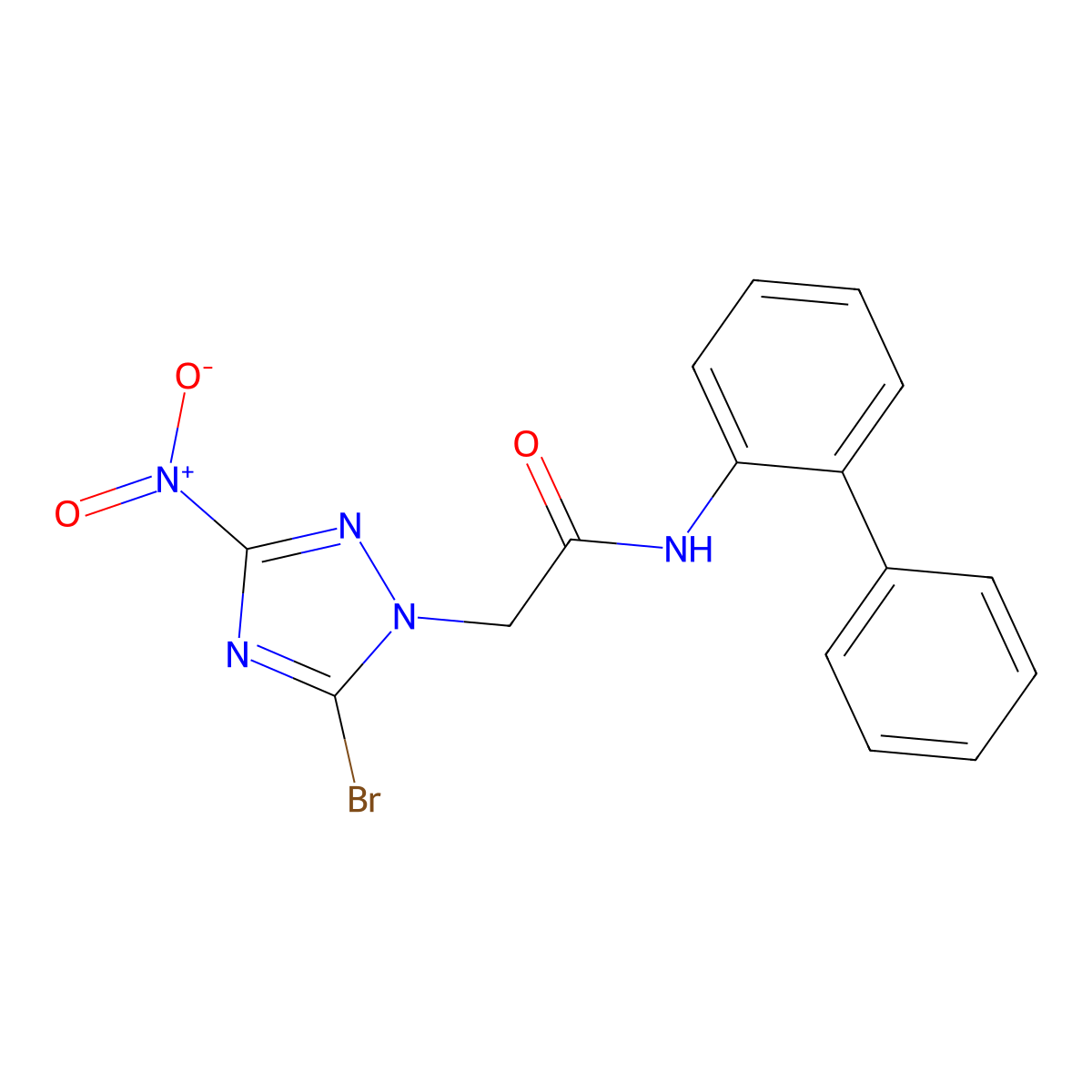 2-(5-bromo-3-nitro-1,2,4-triazol-1-yl)-N-(2-phenylphenyl)acetamide molecular structure, CAS 665013-40-1