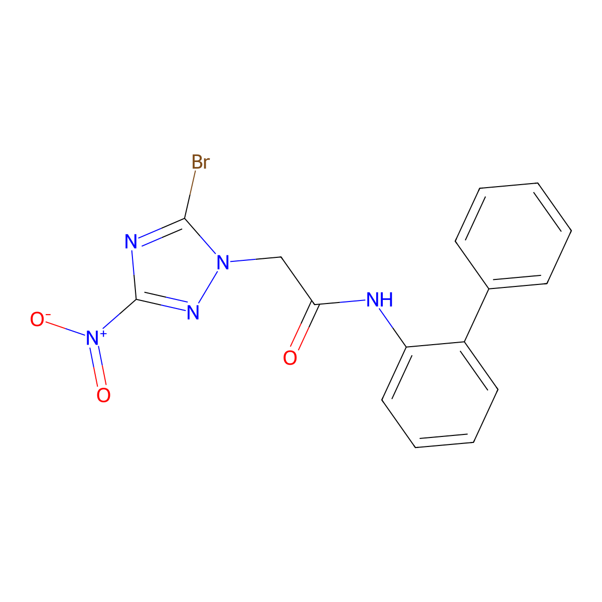2-(5-bromo-3-nitro-1,2,4-triazol-1-yl)-N-(2-phenylphenyl)acetamide molecular structure, CAS 665013-40-1