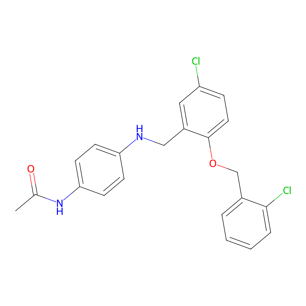 N-[4-({5-chloro-2-[(2-chlorobenzyl)oxy]benzyl}amino)phenyl]acetamide molecular structure, CAS 665013-42-3