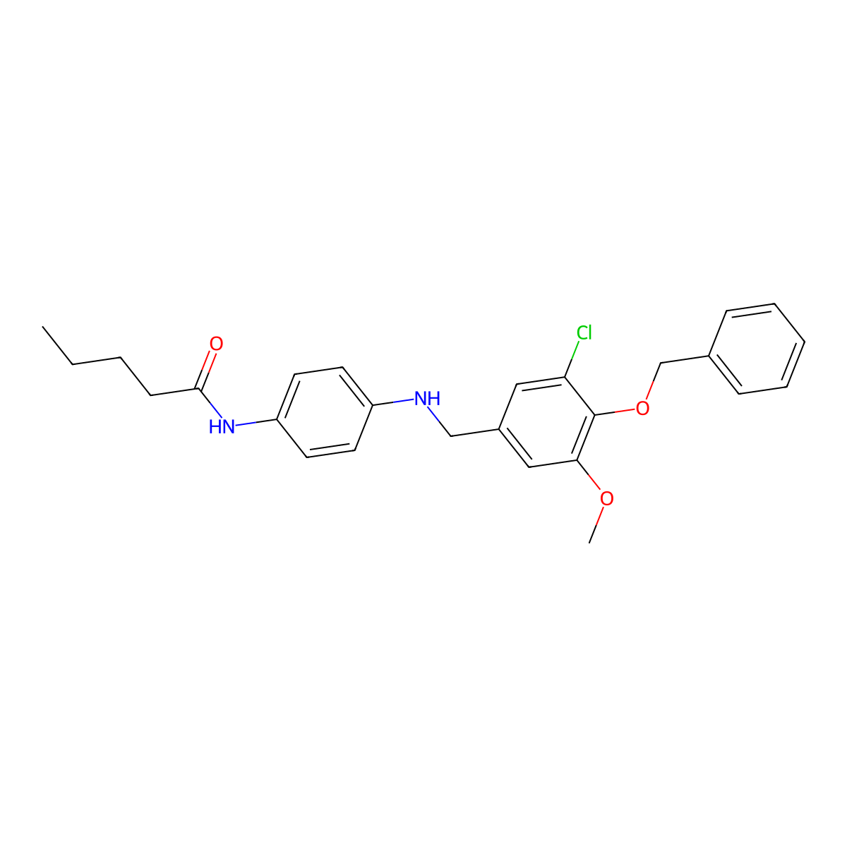 N-(4-{[4-(benzyloxy)-3-chloro-5-methoxybenzyl]amino}phenyl)pentanamide molecular structure, CAS 665013-52-5