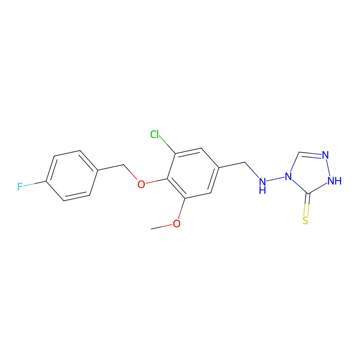 4-((3-Chloro-4-((4-fluorobenzyl)oxy)-5-methoxybenzyl)amino)-4H-1,2,4-triazole-3-thiol molecular structure, CAS 665013-56-9