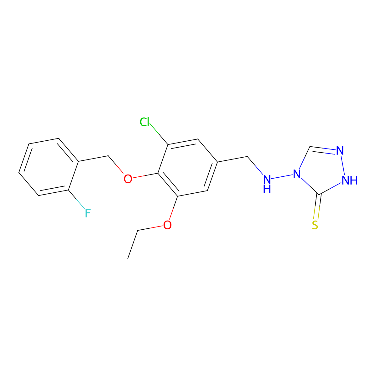 4-[[3-chloro-5-ethoxy-4-[(2-fluorophenyl)methoxy]phenyl]methylamino]-1H-1,2,4-triazole-5-thione molecular structure, CAS 665013-58-1
