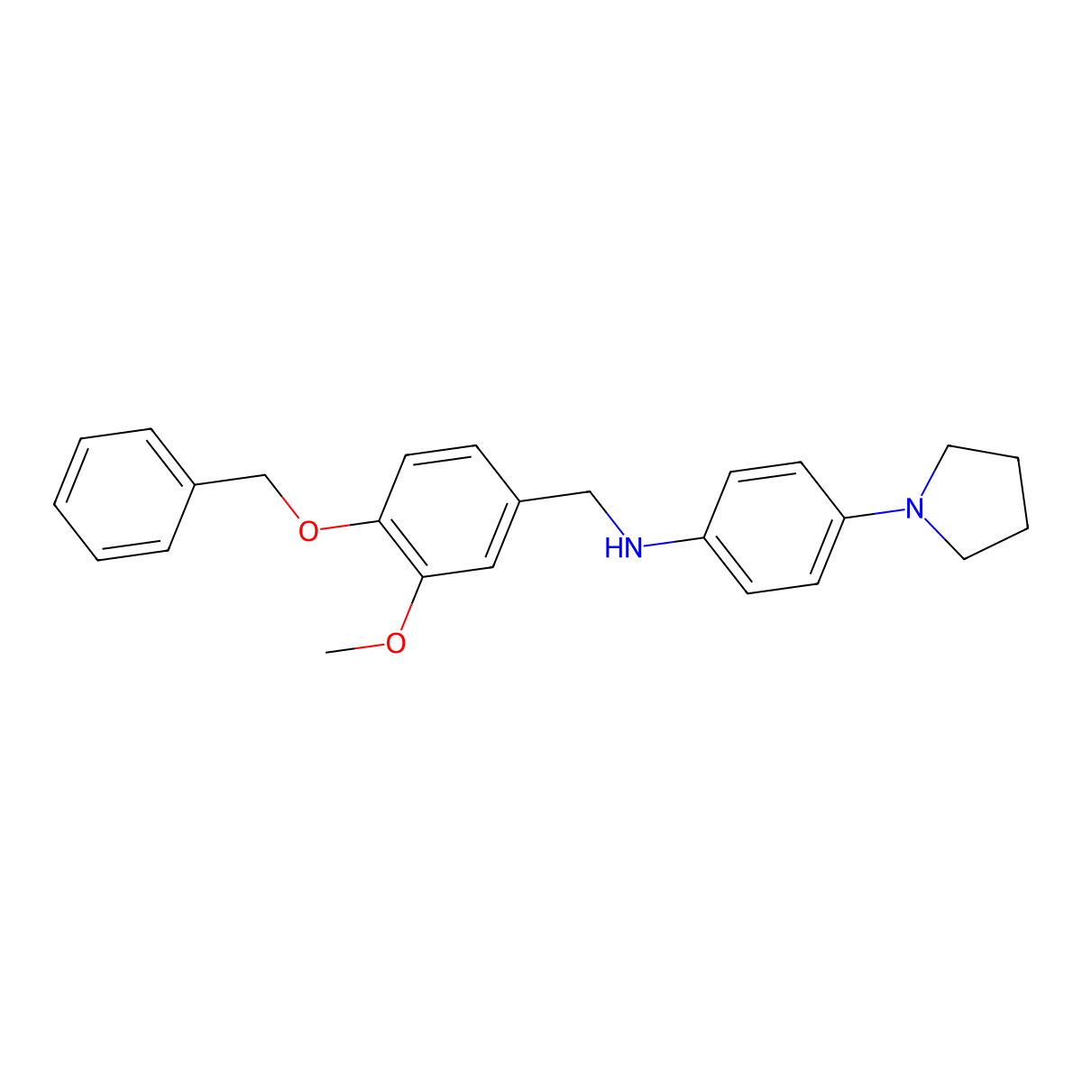 N-[(3-methoxy-4-phenylmethoxyphenyl)methyl]-4-pyrrolidin-1-ylaniline molecular structure, CAS 665013-62-7