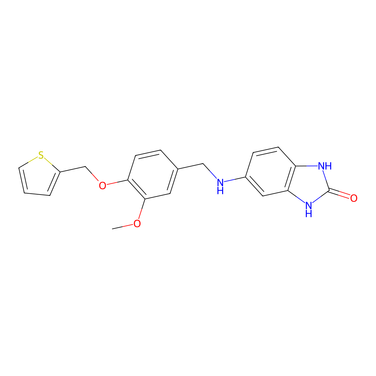 5-[[3-Methoxy-4-(thiophen-2-ylmethoxy)phenyl]methylamino]-1,3-dihydrobenzimidazol-2-one molecular structure, CAS 665013-67-2