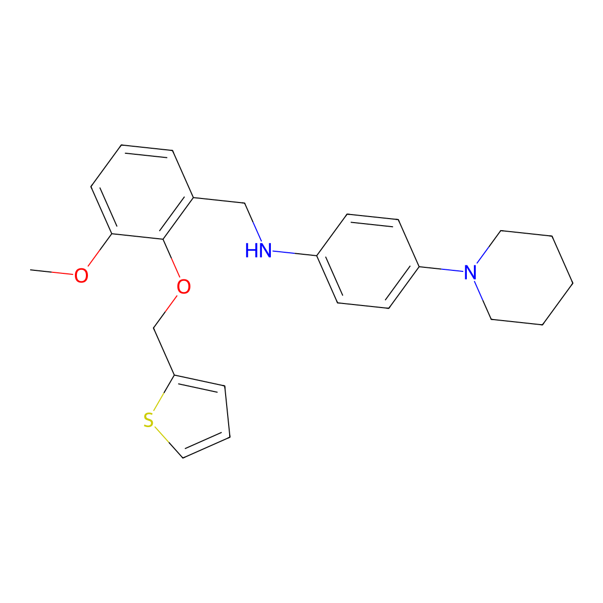N-[3-methoxy-2-(2-thienylmethoxy)benzyl]-N-[4-(1-piperidinyl)phenyl]amine molecular structure, CAS 665013-69-4