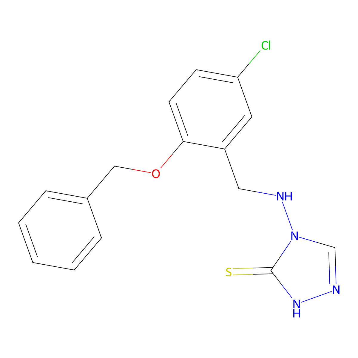 4-[(5-chloro-2-phenylmethoxyphenyl)methylamino]-1H-1,2,4-triazole-5-thione molecular structure, CAS 665013-88-7