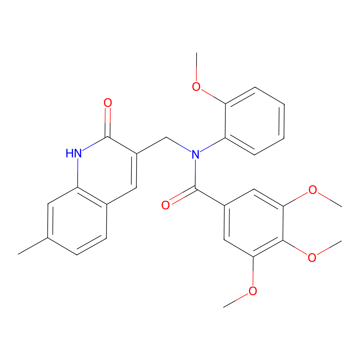 3,4,5-trimethoxy-N-(2-methoxyphenyl)-N-[(7-methyl-2-oxo-1H-quinolin-3-yl)methyl]benzamide molecular structure, CAS 665013-99-0