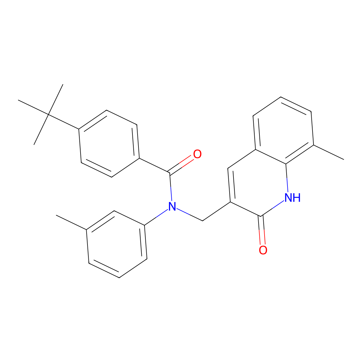 4-tert-butyl-N-[(8-methyl-2-oxo-1H-quinolin-3-yl)methyl]-N-(3-methylphenyl)benzamide molecular structure, CAS 665014-00-6