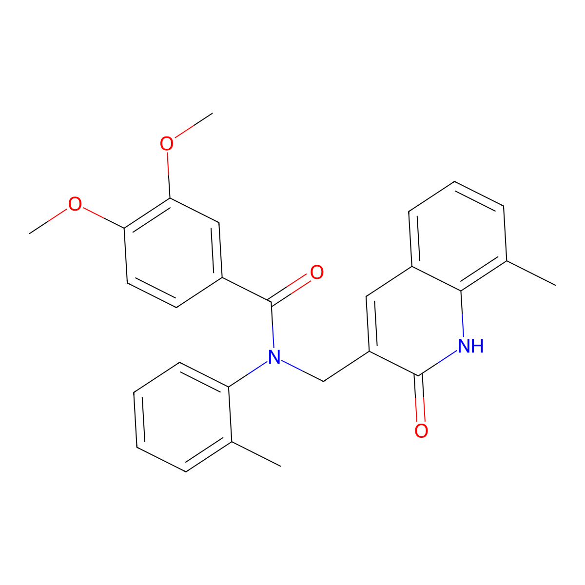 3,4-dimethoxy-N-[(8-methyl-2-oxo-1H-quinolin-3-yl)methyl]-N-(2-methylphenyl)benzamide molecular structure, CAS 665014-03-9