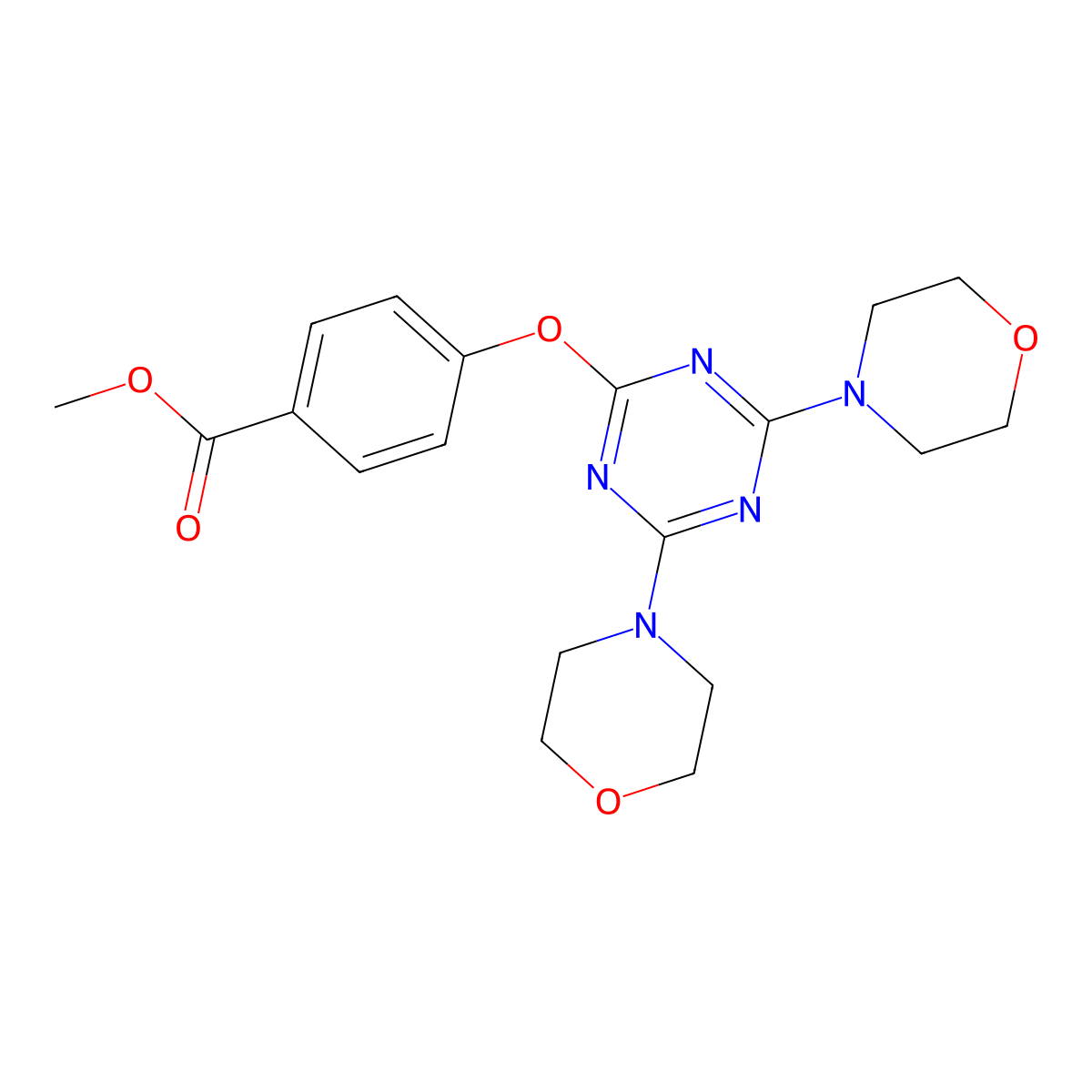Methyl 4-[(4,6-dimorpholin-4-yl-1,3,5-triazin-2-yl)oxy]benzoate molecular structure, CAS 665014-09-5