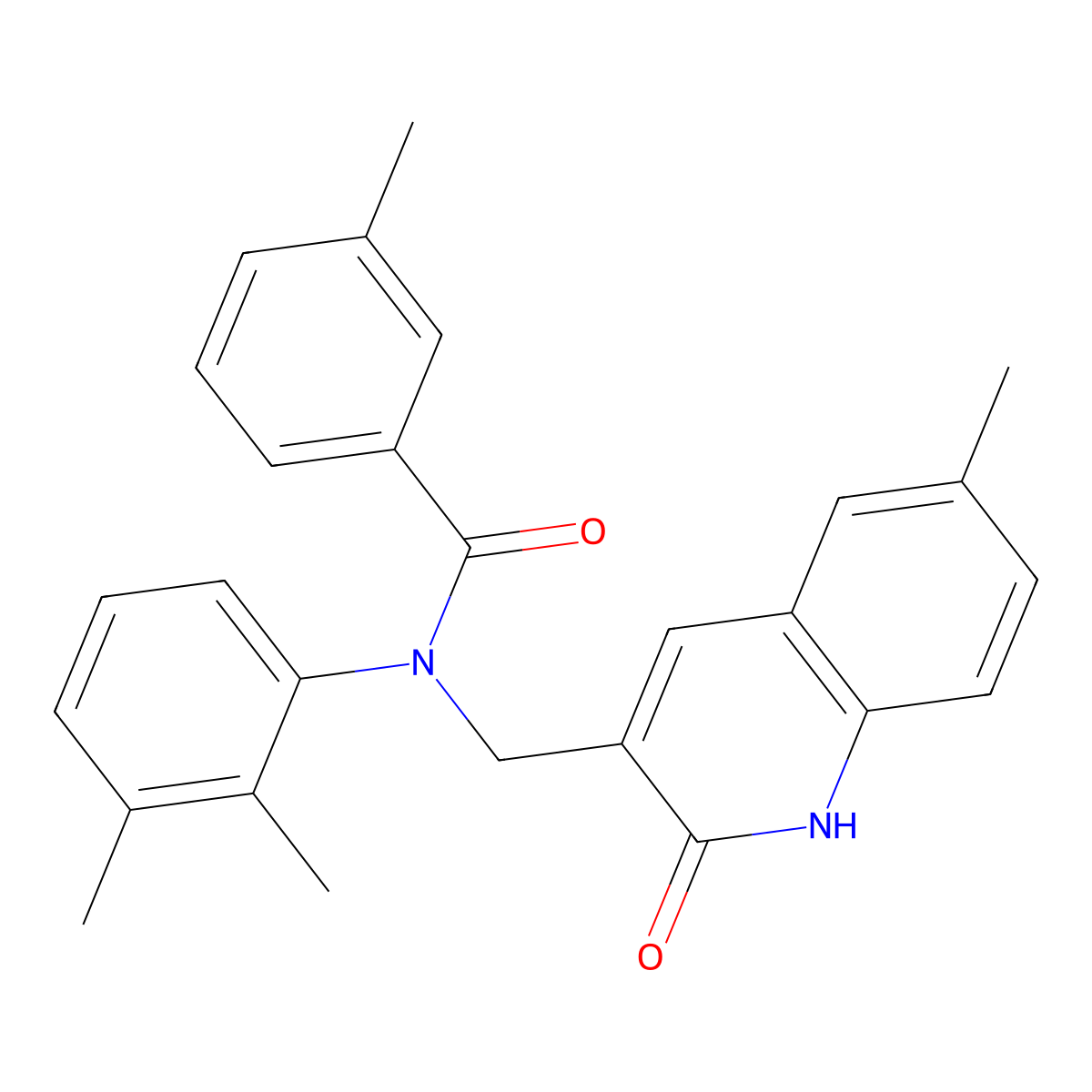 N-(2,3-dimethylphenyl)-3-methyl-N-[(6-methyl-2-oxo-1H-quinolin-3-yl)methyl]benzamide molecular structure, CAS 665014-12-0