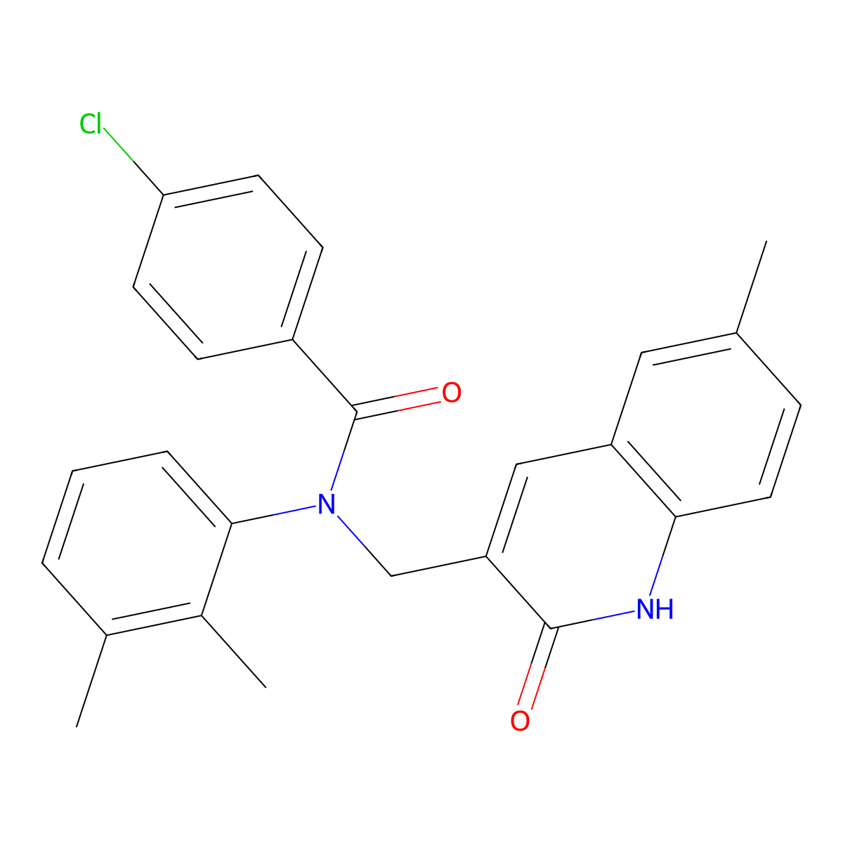 4-chloro-N-(2,3-dimethylphenyl)-N-[(6-methyl-2-oxo-1H-quinolin-3-yl)methyl]benzamide molecular structure, CAS 665014-13-1