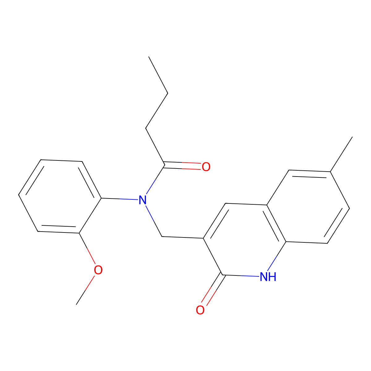 N-(2-methoxyphenyl)-N-[(6-methyl-2-oxo-1H-quinolin-3-yl)methyl]butanamide molecular structure, CAS 665014-16-4