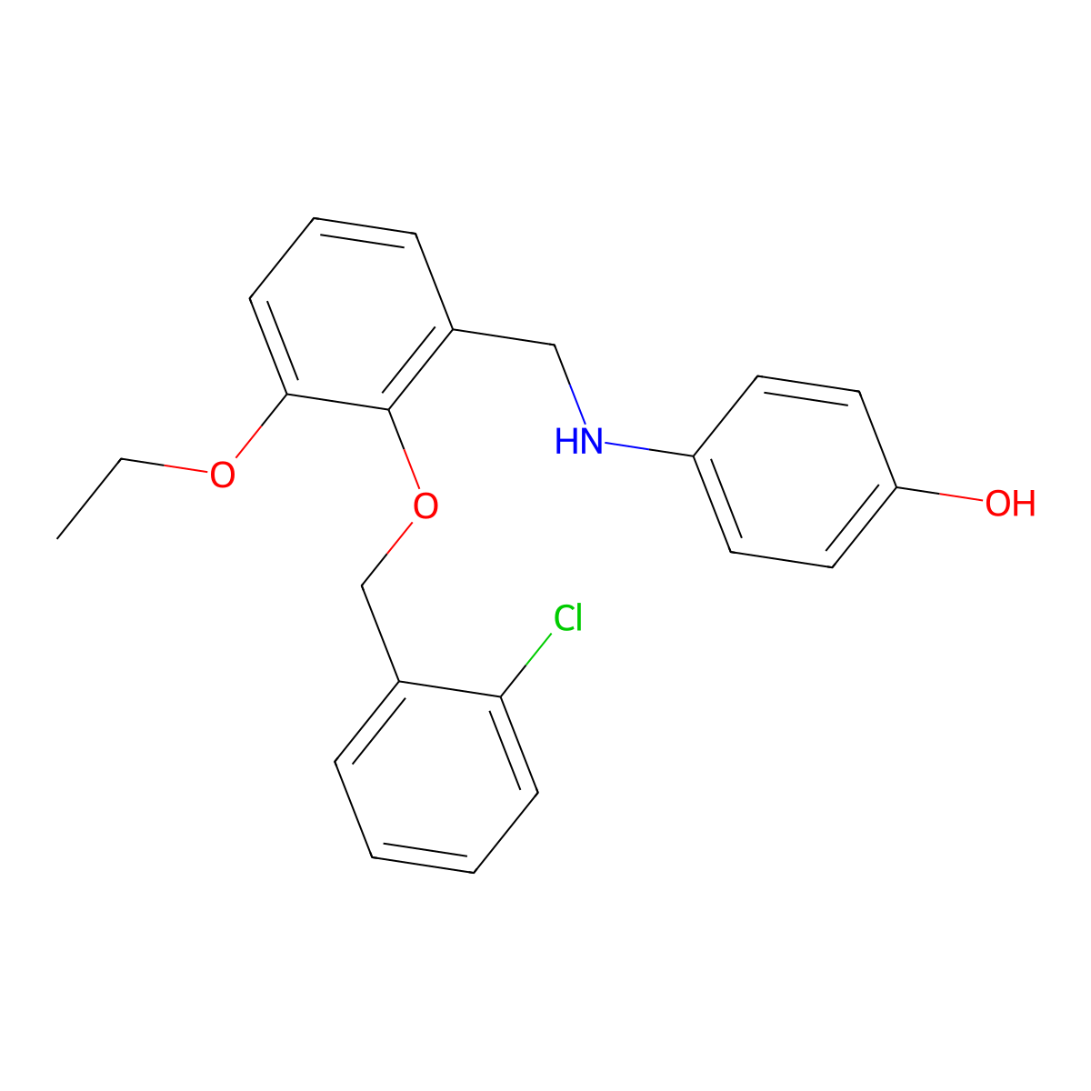 4-({2-[(2-Chlorobenzyl)oxy]-3-ethoxybenzyl}amino)phenol molecular structure, CAS 665014-61-9