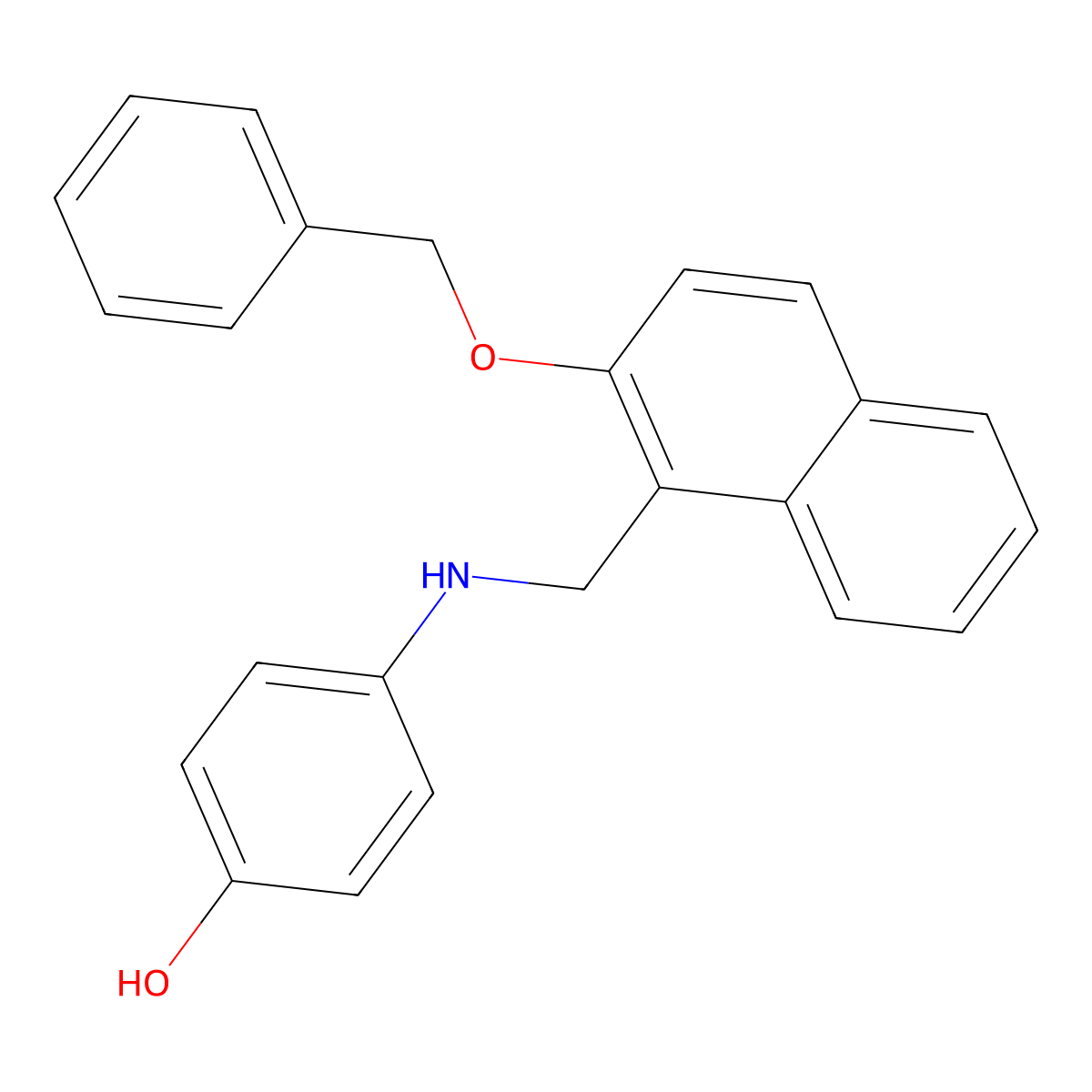 4-[(2-Phenylmethoxynaphthalen-1-yl)methylamino]phenol molecular structure, CAS 665014-63-1