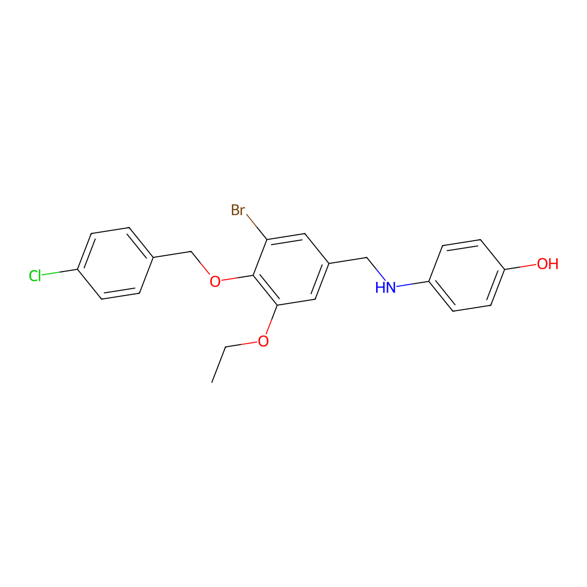 4-({3-Bromo-4-[(4-chlorobenzyl)oxy]-5-ethoxybenzyl}amino)phenol molecular structure, CAS 665014-80-2