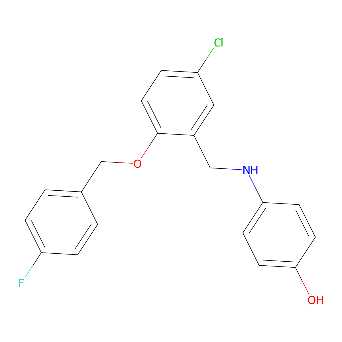 4-({5-Chloro-2-[(4-fluorobenzyl)oxy]benzyl}amino)phenol molecular structure, CAS 665014-98-2