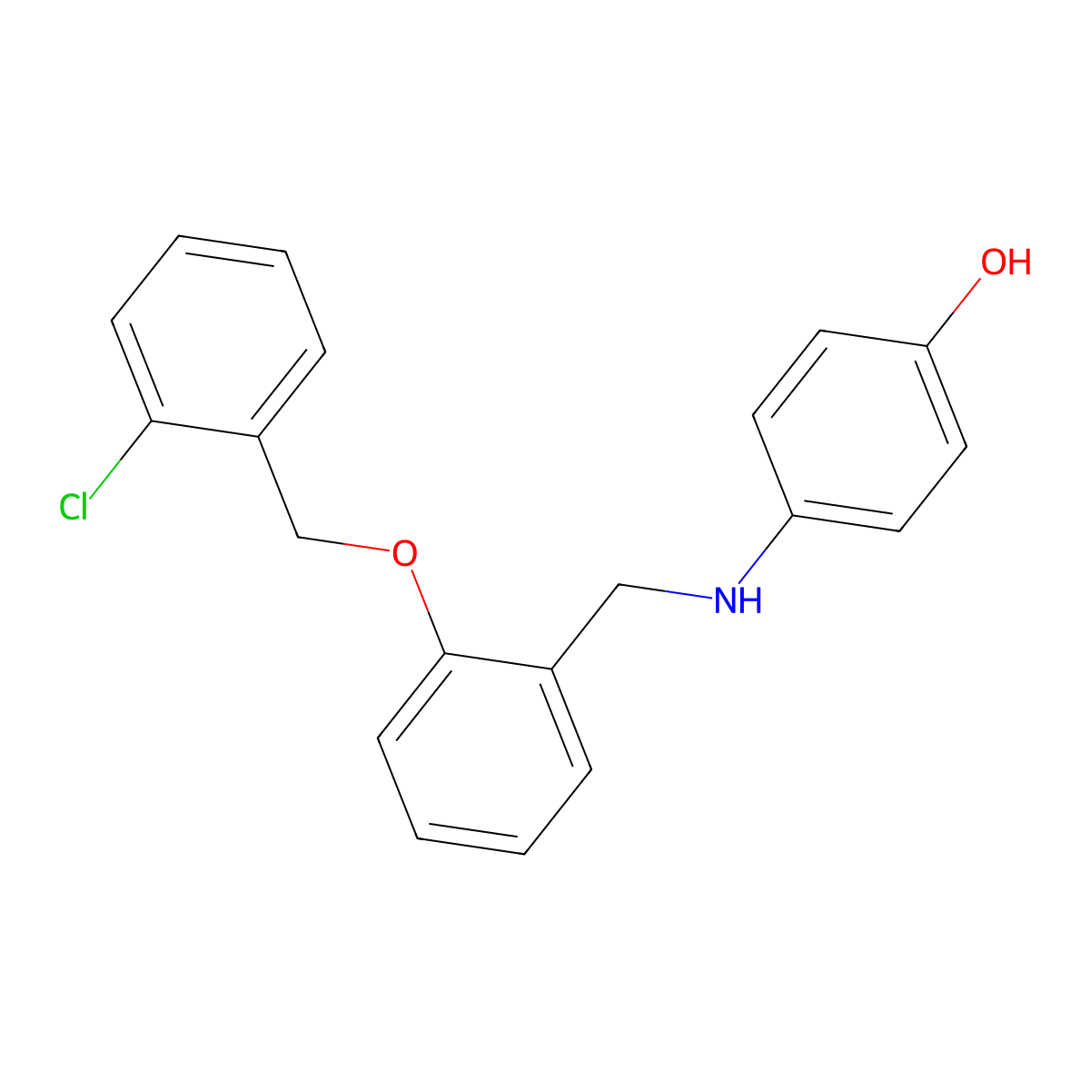 4-({2-[(2-Chlorobenzyl)oxy]benzyl}amino)phenol molecular structure, CAS 665015-13-4