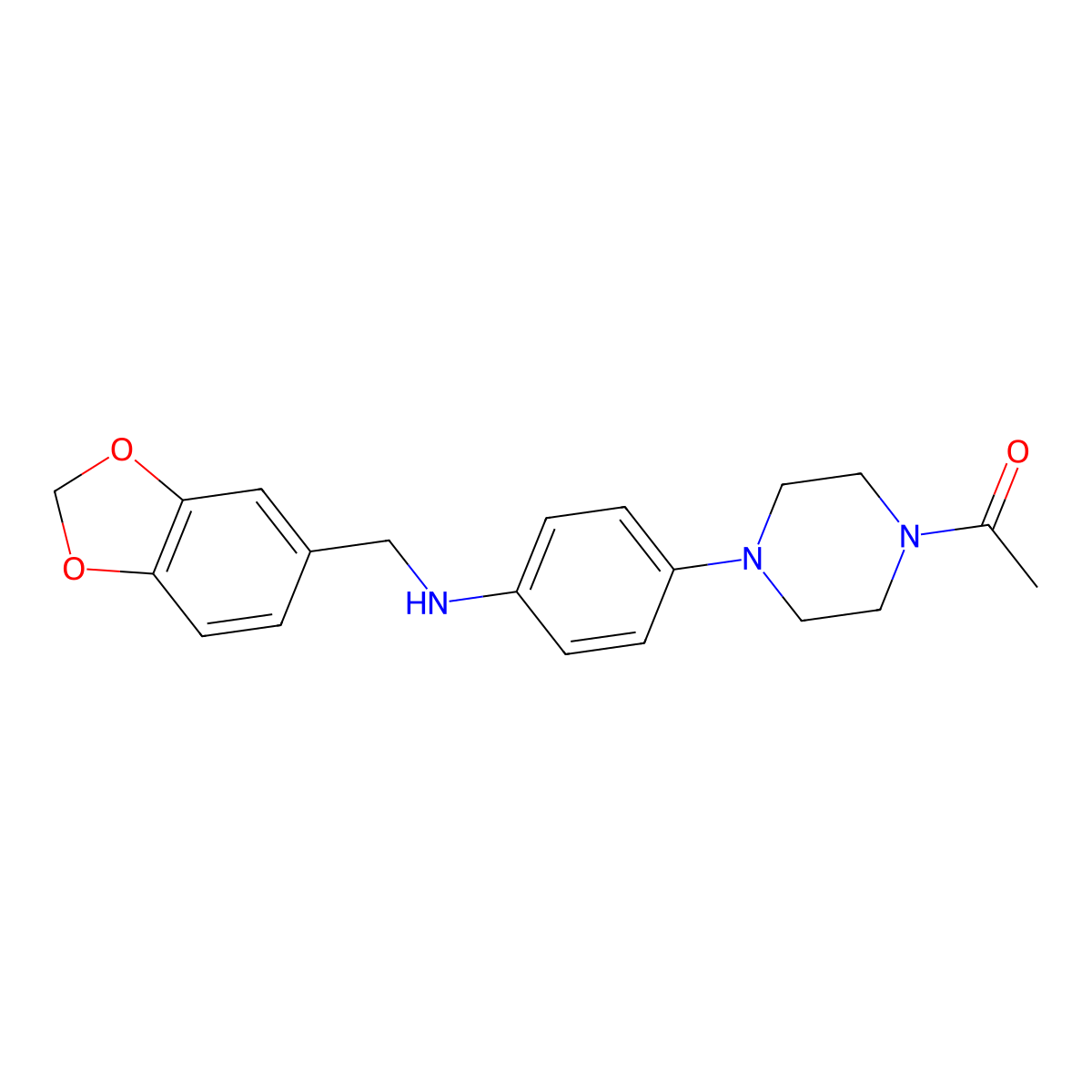 1-[4-[4-(Piperonylamino)phenyl]piperazino]ethanone molecular structure, CAS 665015-18-9