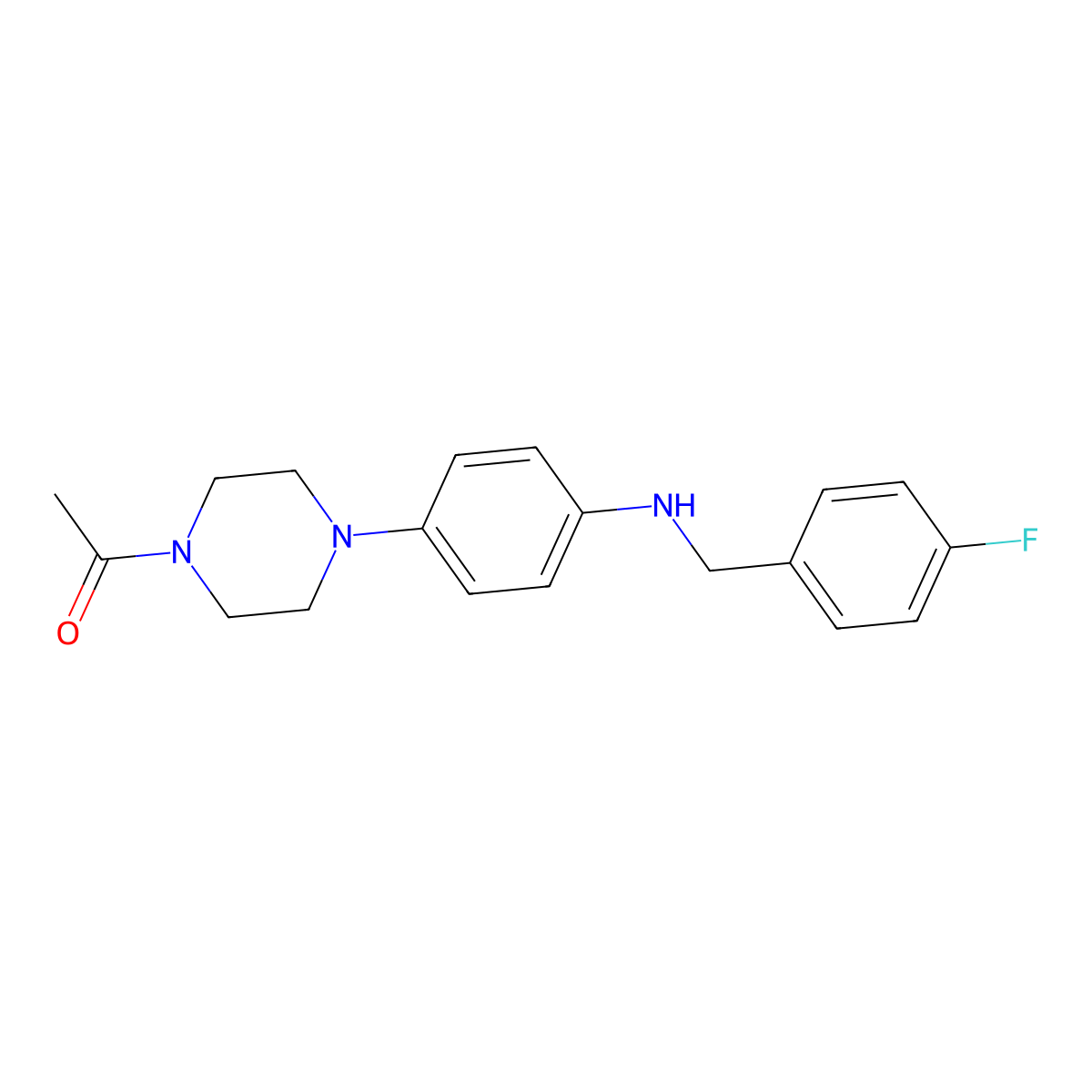 1-{4-[4-(4-Fluoro-benzylamino)-phenyl]-piperazin-1-yl}-ethanone molecular structure, CAS 665015-20-3