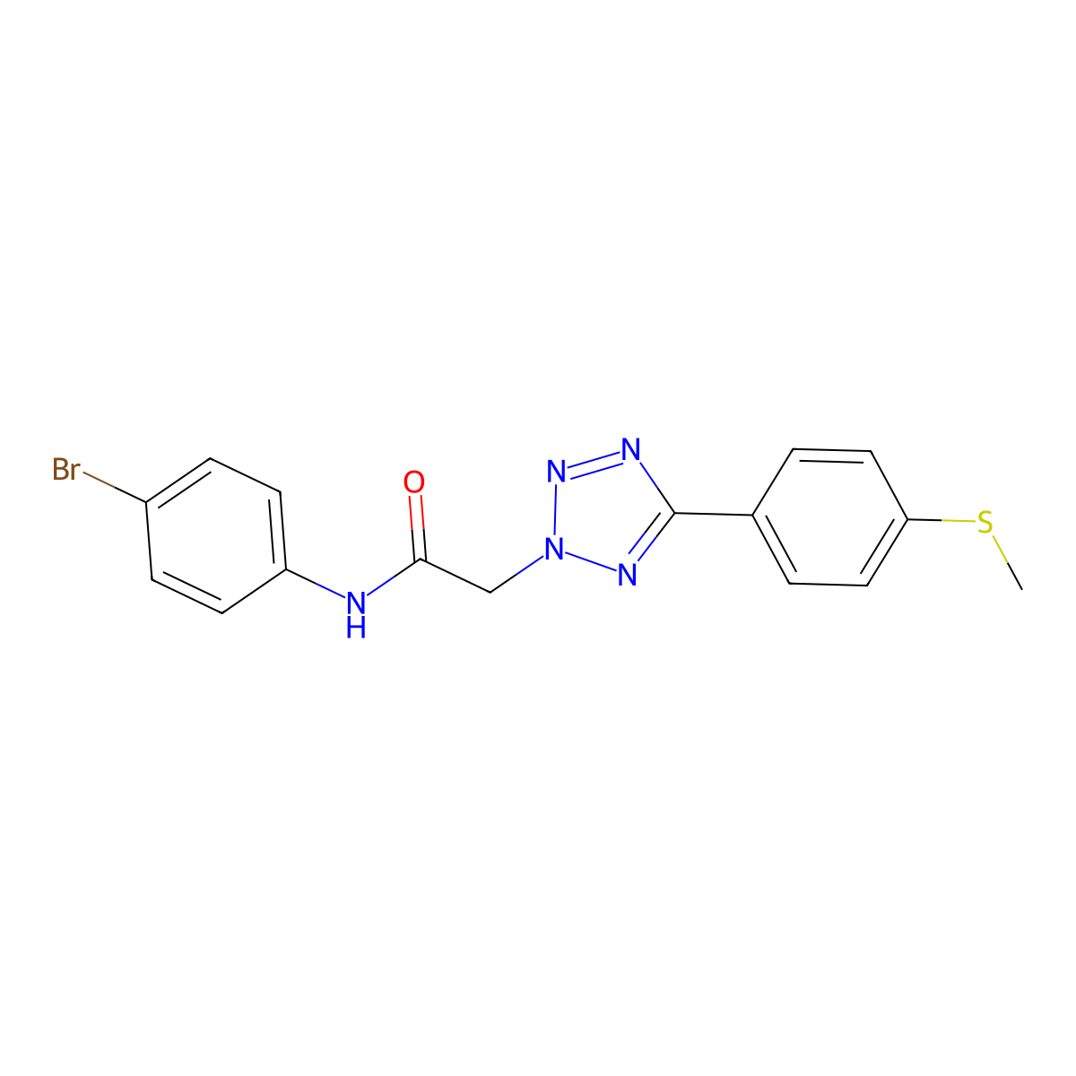 N-(4-bromophenyl)-2-[5-(4-methylsulfanylphenyl)tetrazol-2-yl]acetamide molecular structure, CAS 665015-36-1