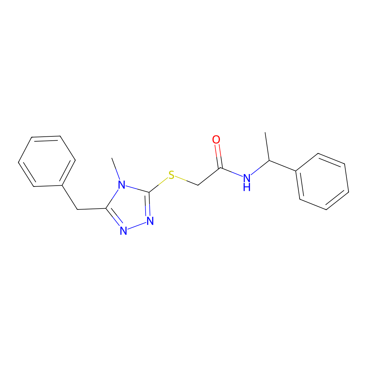 2-[(5-benzyl-4-methyl-1,2,4-triazol-3-yl)sulfanyl]-N-(1-phenylethyl)acetamide molecular structure, CAS 665016-57-9