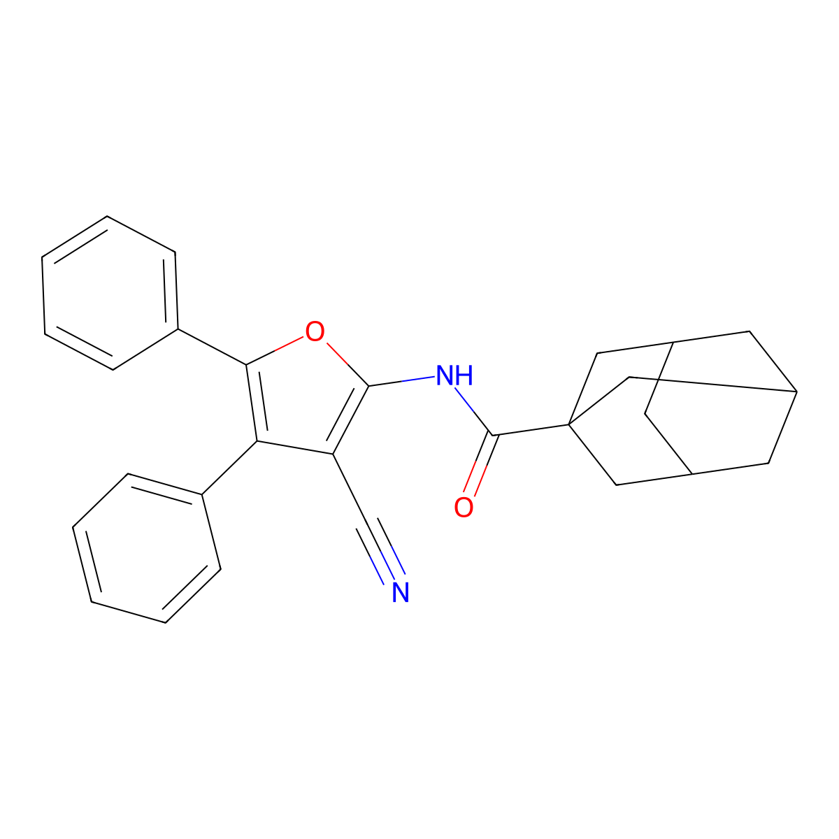 N-(3-cyano-4,5-diphenylfuran-2-yl)adamantane-1-carboxamide molecular structure, CAS 665017-16-3