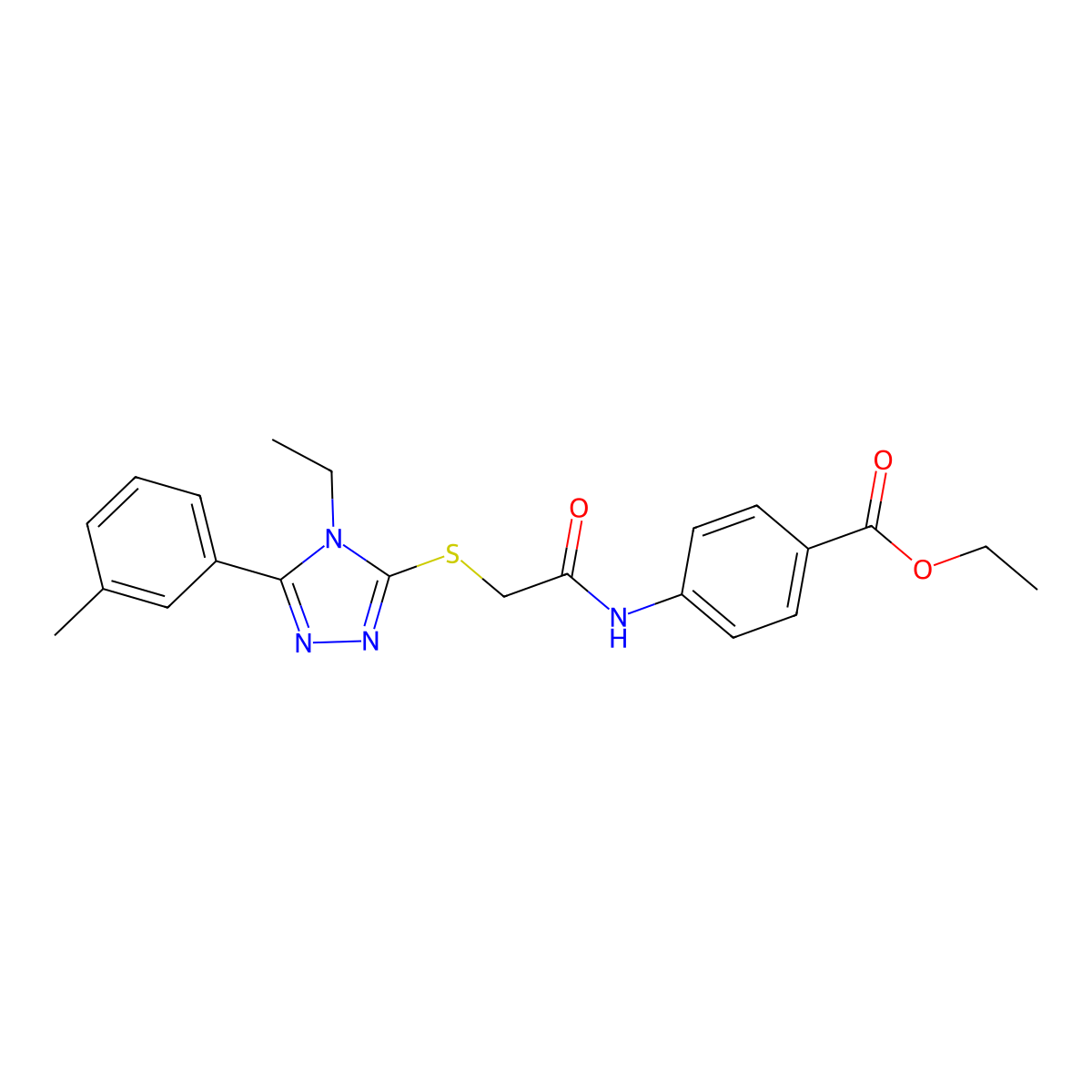 ethyl 4-[({[4-ethyl-5-(3-methylphenyl)-4H-1,2,4-triazol-3-yl]sulfanyl}acetyl)amino]benzoate molecular structure, CAS 665017-20-9