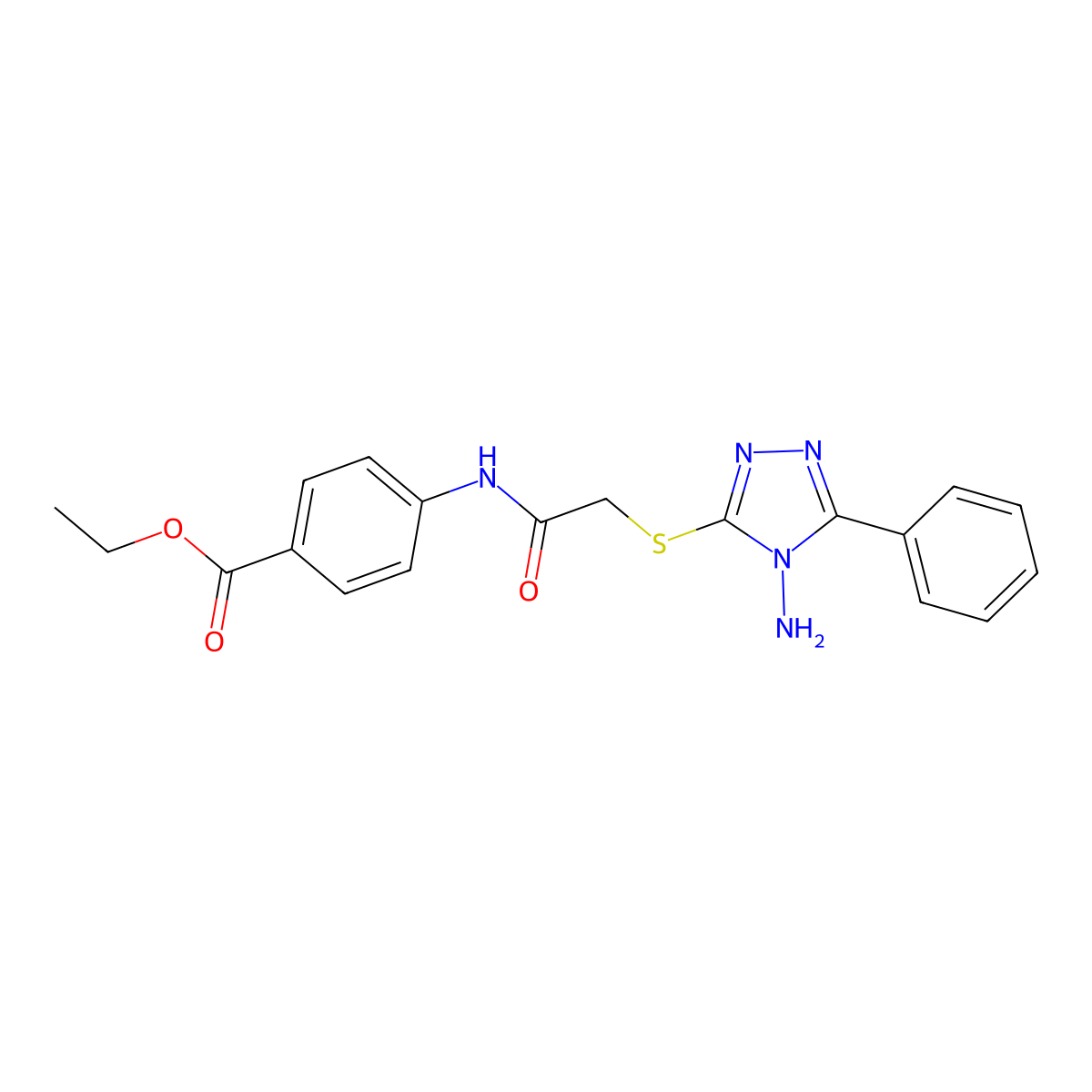 ethyl 4-({[(4-amino-5-phenyl-4H-1,2,4-triazol-3-yl)sulfanyl]acetyl}amino)benzoate molecular structure, CAS 665017-43-6