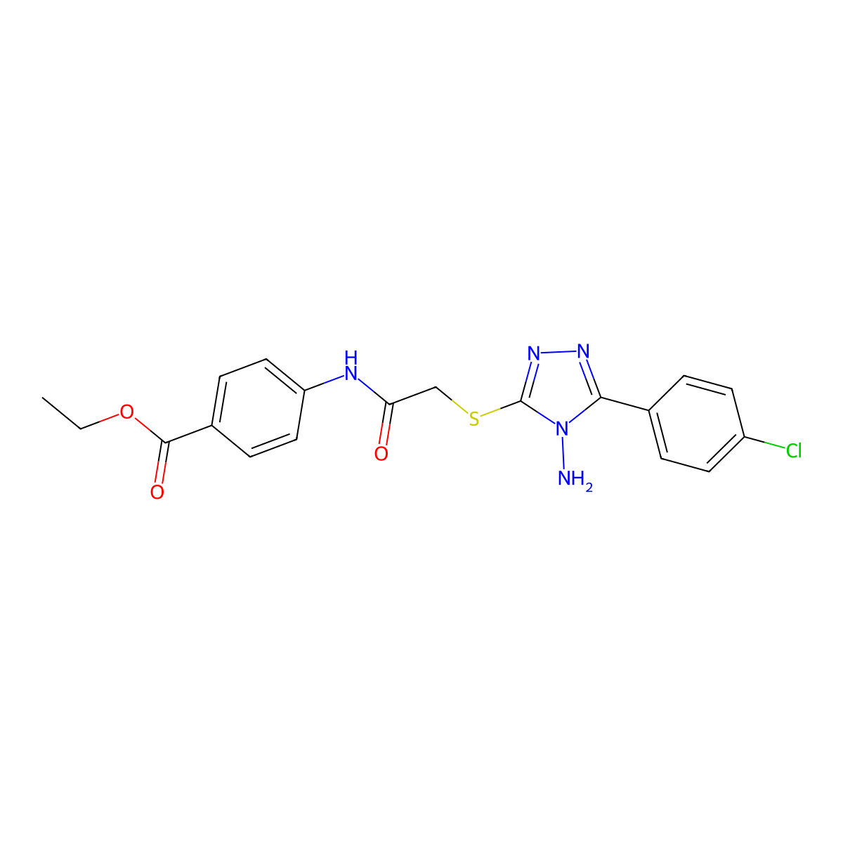 ethyl 4-[({[4-amino-5-(4-chlorophenyl)-4H-1,2,4-triazol-3-yl]sulfanyl}acetyl)amino]benzoate molecular structure, CAS 665017-44-7