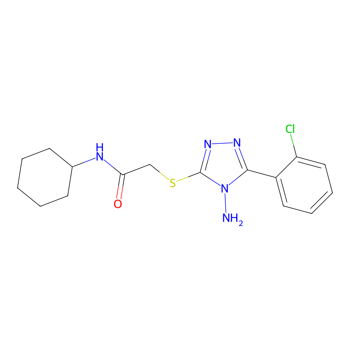 2-[[4-amino-5-(2-chlorophenyl)-1,2,4-triazol-3-yl]sulfanyl]-N-cyclohexylacetamide molecular structure, CAS 665017-48-1