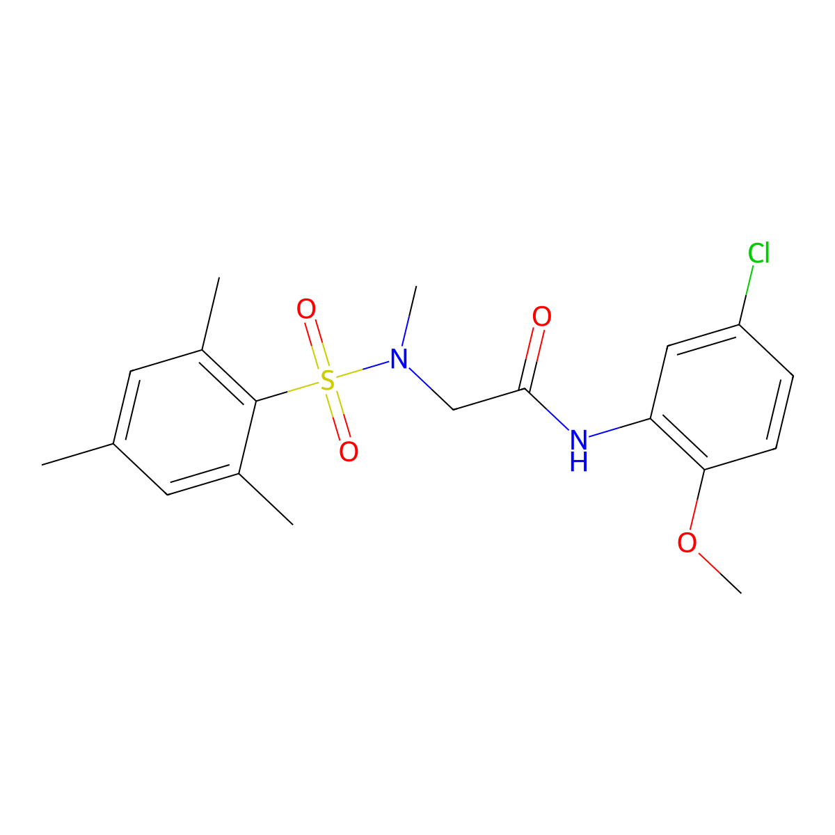 N-(5-chloro-2-methoxyphenyl)-2-[methyl-(2,4,6-trimethylphenyl)sulfonylamino]acetamide molecular structure, CAS 665017-52-7