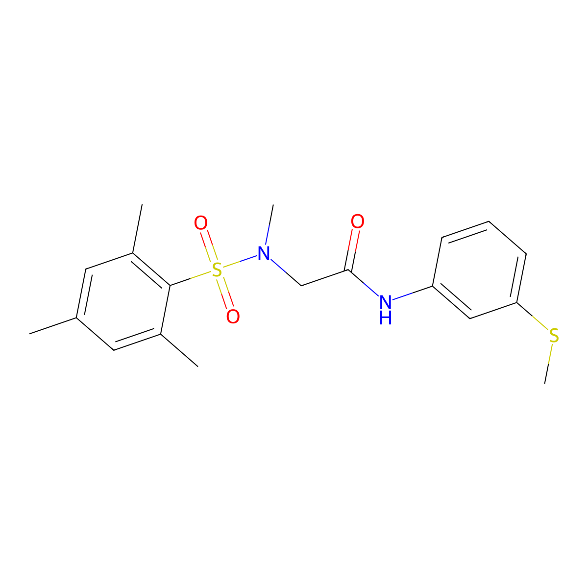 N-(3-methylsulfanylphenyl)-2-[methyl-(2,4,6-trimethylphenyl)sulfonylamino]acetamide molecular structure, CAS 665017-53-8