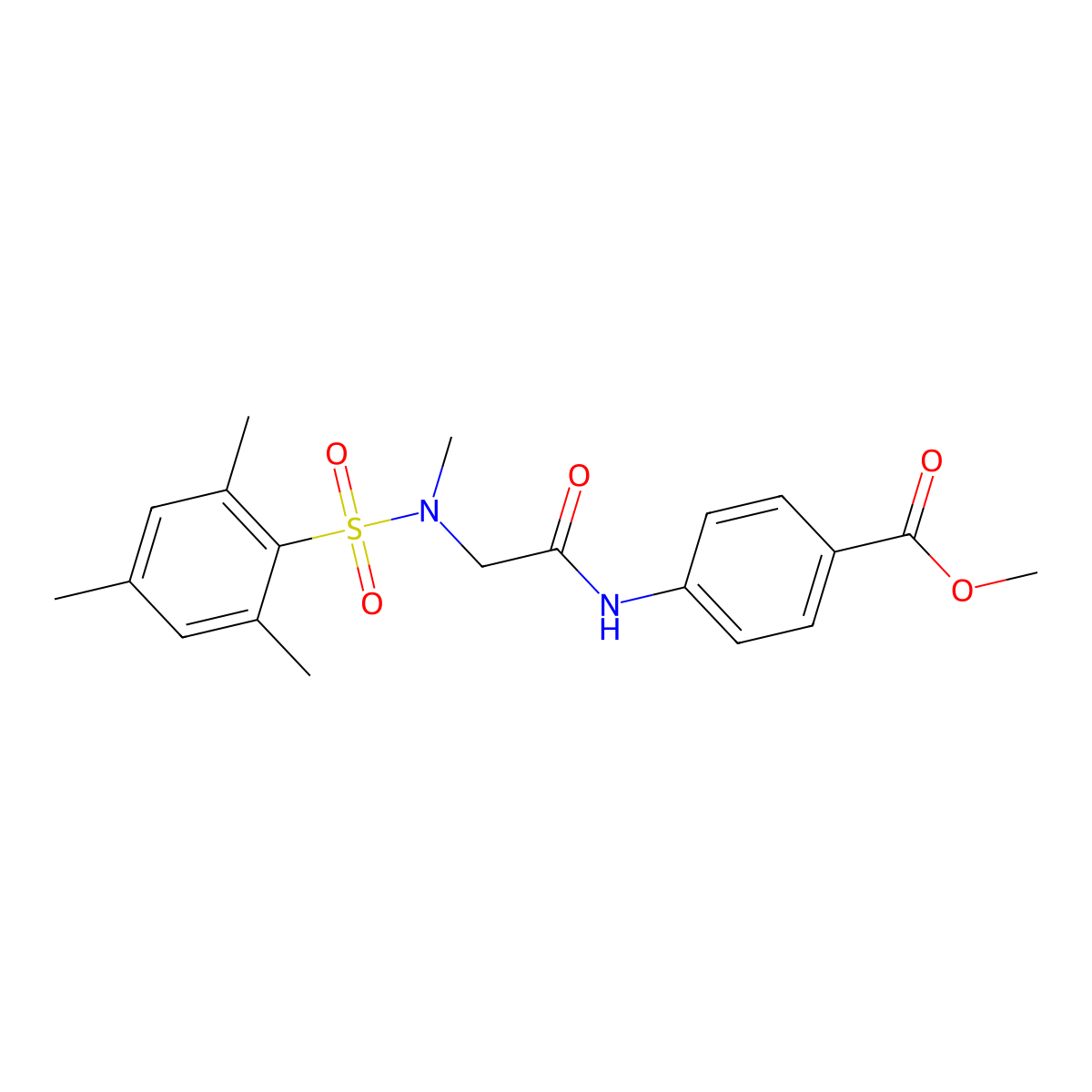 methyl 4-({N-methyl-N-[(2,4,6-trimethylphenyl)sulfonyl]glycyl}amino)benzoate molecular structure, CAS 665017-54-9