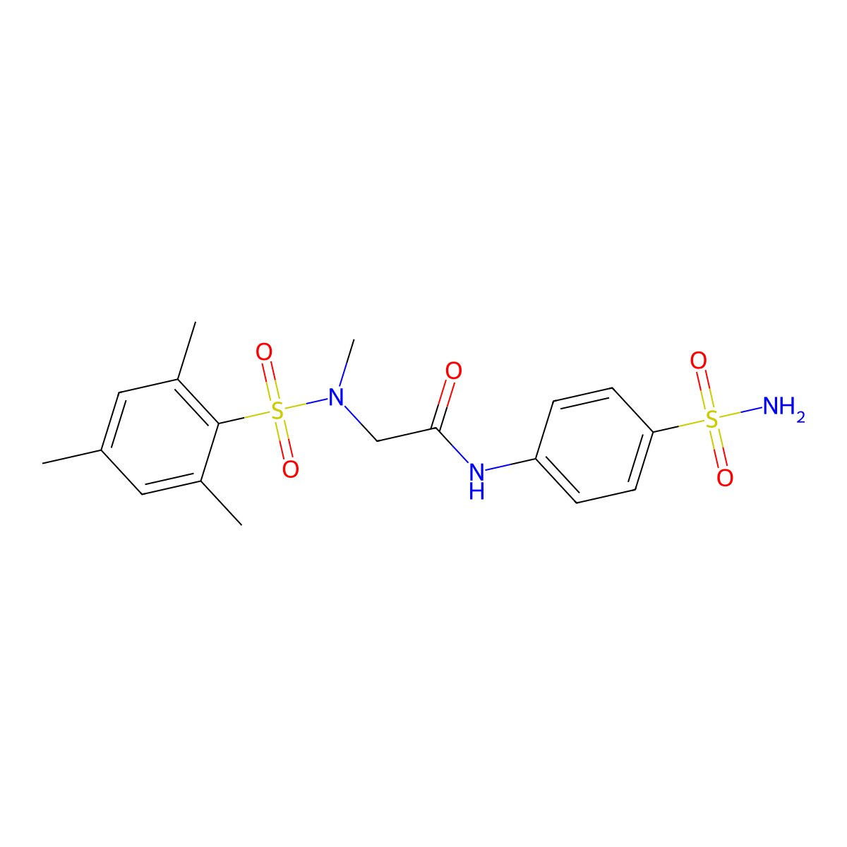 2-[methyl-(2,4,6-trimethylphenyl)sulfonylamino]-N-(4-sulfamoylphenyl)acetamide molecular structure, CAS 665017-55-0