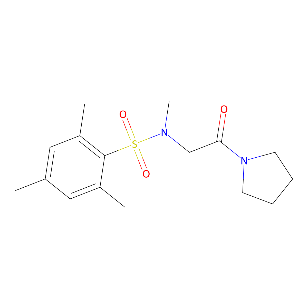 N,2,4,6-tetramethyl-N-(2-oxo-2-pyrrolidin-1-ylethyl)benzenesulfonamide molecular structure, CAS 665017-56-1