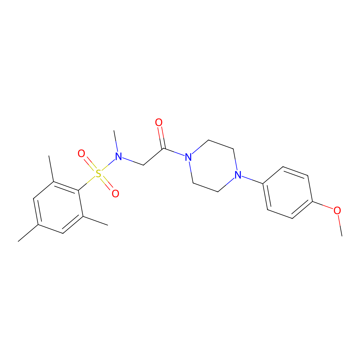 N-[2-[4-(4-methoxyphenyl)piperazin-1-yl]-2-oxoethyl]-N,2,4,6-tetramethylbenzenesulfonamide molecular structure, CAS 665017-60-7