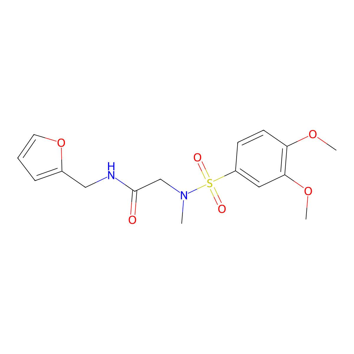 2-[(3,4-dimethoxyphenyl)sulfonyl-methylamino]-N-(furan-2-ylmethyl)acetamide molecular structure, CAS 665017-61-8