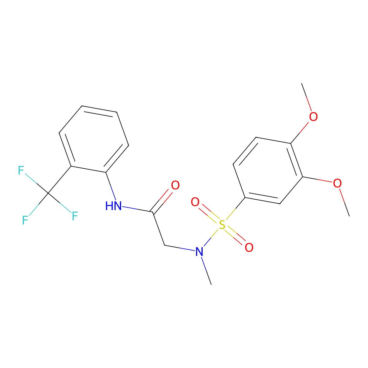 2-[(3,4-dimethoxyphenyl)sulfonyl-methylamino]-N-[2-(trifluoromethyl)phenyl]acetamide molecular structure, CAS 665017-64-1