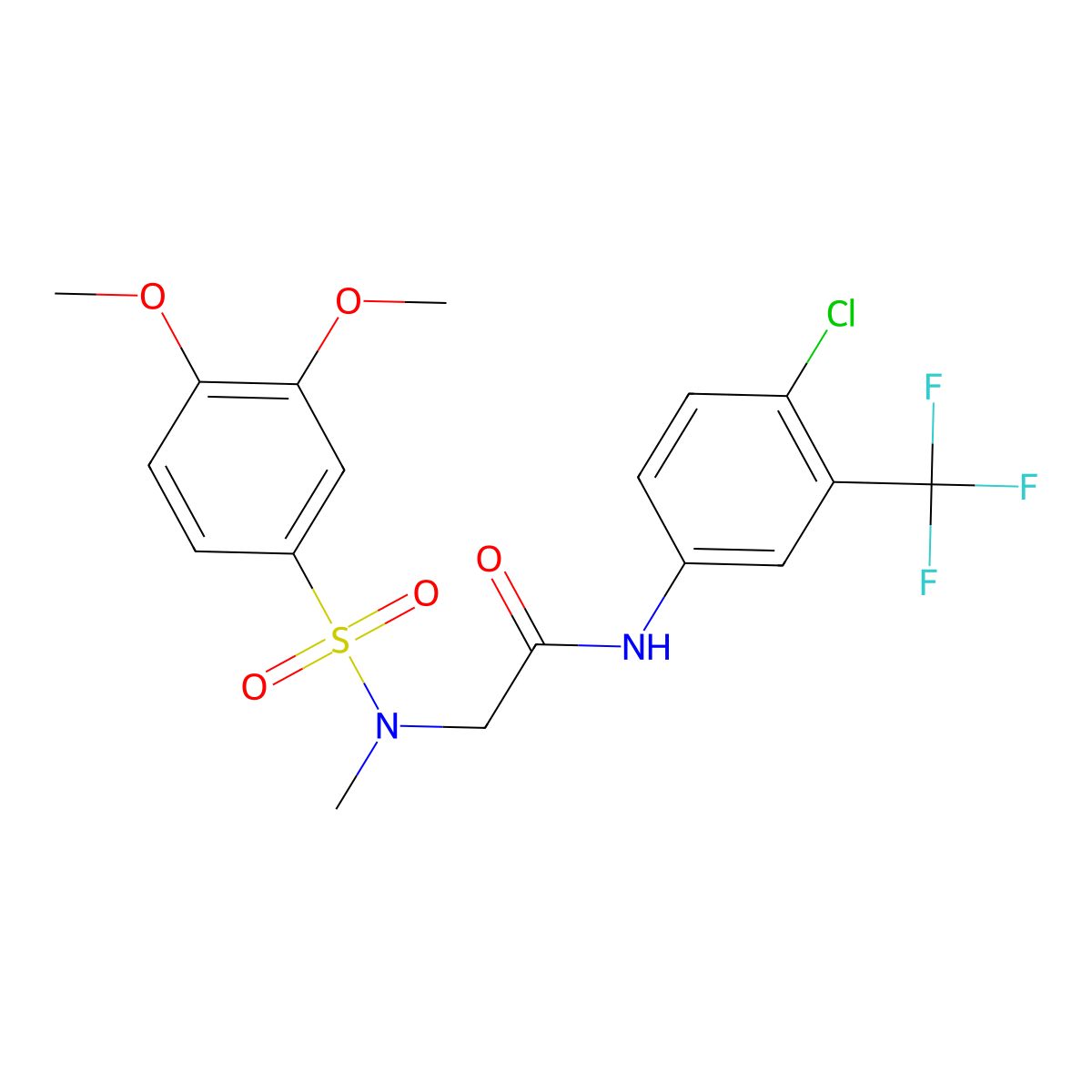 N-[4-chloro-3-(trifluoromethyl)phenyl]-2-[(3,4-dimethoxyphenyl)sulfonyl-methylamino]acetamide molecular structure, CAS 665017-65-2